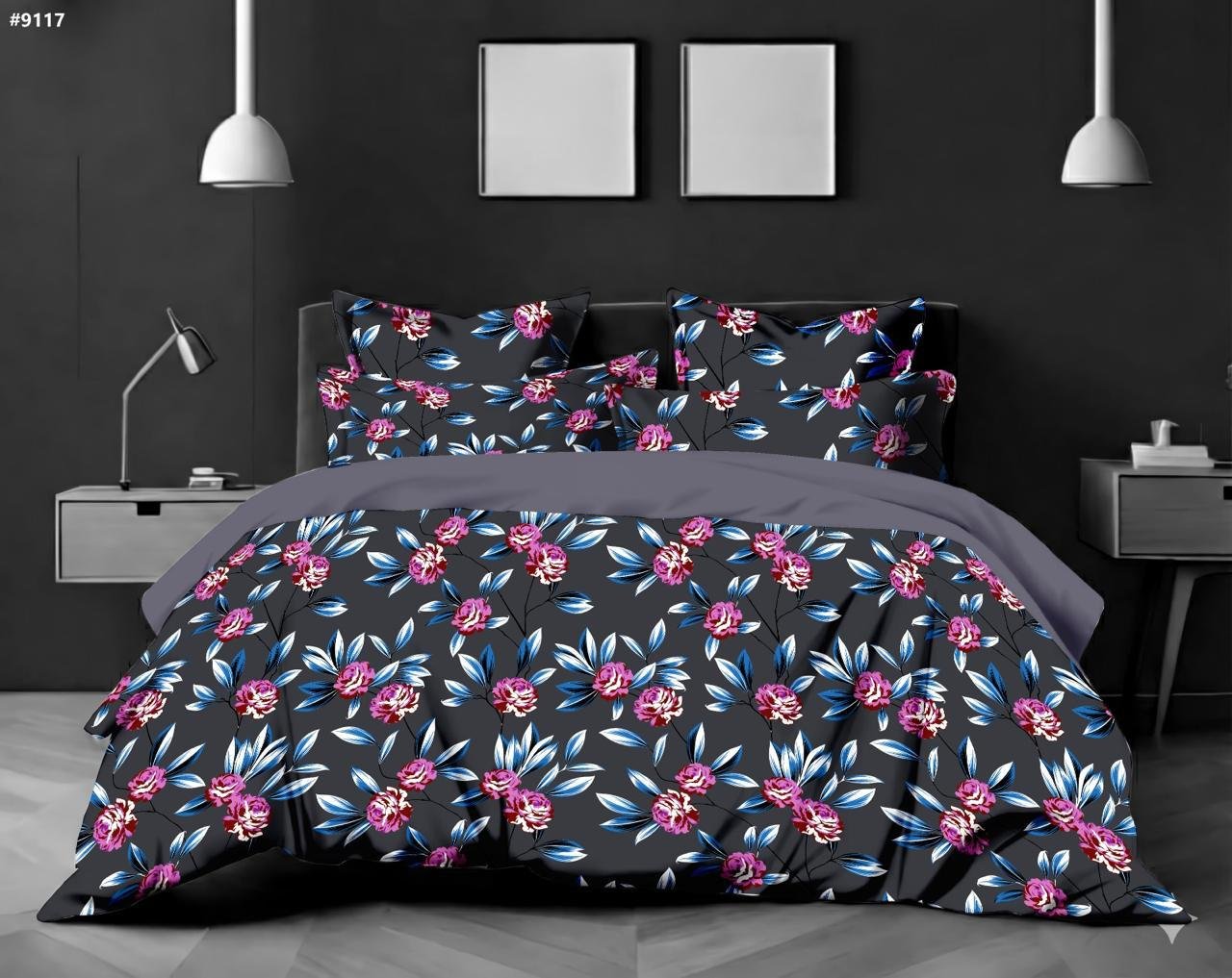 Royal Sapphire Rose Garland Bedding Set